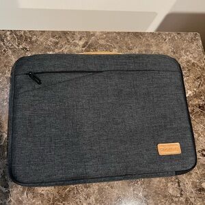 Gray Laptop Sleeve with Tan Accents
